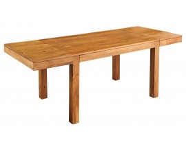 Masívny rozkladací obdĺžnikový jedálenský stôl Mammut z akáciového dreva v medovej hnedej farbe 120-200 cm