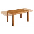 Masívny rozkladací obdĺžnikový jedálenský stôl Mammut z akáciového dreva v medovej hnedej farbe 120-200 cm