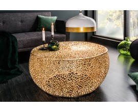 Moderný glamour zlatý konferenčný stolík Hoja okrúhleho tvaru s organickým dizajnom z kovu 80 cm