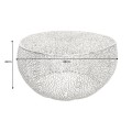 Moderný dizajnový okrúhly konferenčný stolík Hoja v striebornej farbe s organickým vzorom z kovu 80 cm