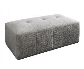 Dizajnová taburetka Queen so sivým poťahom v bouclé štýle v obdĺžnikovom tvare s prešívaním