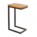 Industriálny obdĺžnikový príručný stolík Mango Natur s vrchnou doskou z mangového dreva v medovej hnedej farbe a kovovou čiernou konštrukciou