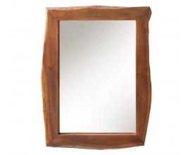 Vidiecke masívne nástenné zrkadlo Mammut obdĺžnikového tvaru s masívnym akáciovým rámom v medovej hnedej farbe s priznanou kresbou letokruhov a organickou hranou s možnosťou zavesenia na šírku aj na výšku