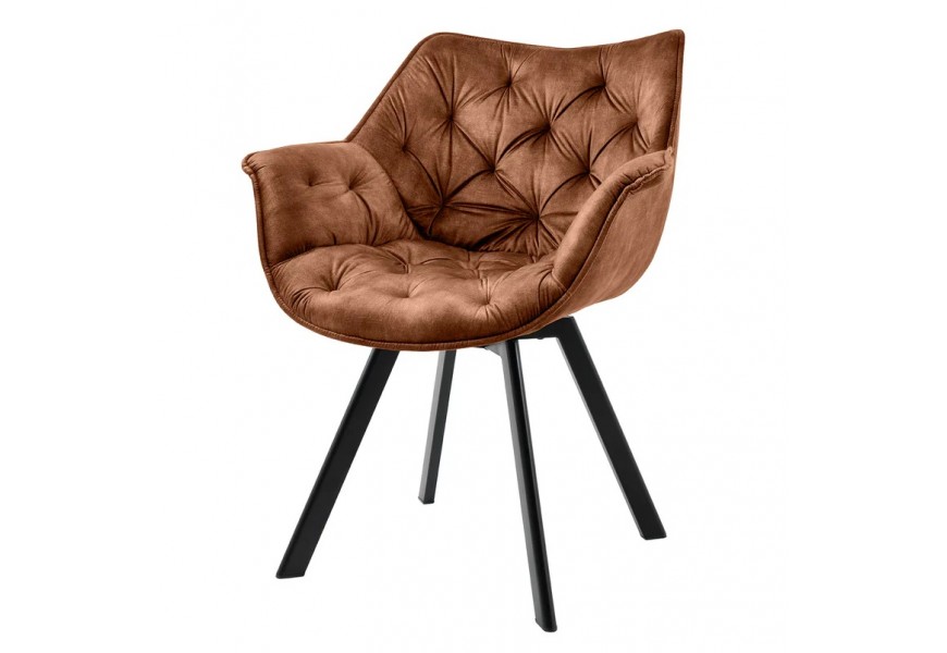 Modern&aacute; hned&aacute; otočn&aacute; jed&aacute;lensk&aacute; stolička Hetty so zamatov&yacute;m poťahom s kovov&yacute;mi nožičkami v čiernej farbe 81 cm 