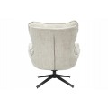 Modern&eacute; dizajnov&eacute; otočn&eacute; kreslo Velly s b&eacute;žov&yacute;m text&uacute;rovan&yacute;m poťahom a čiernou kovovou nohou 95 cm