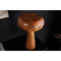 Dizajnová okrúhla masívna stolná lampa Fungi z akáciového dreva v hnedej farbe s oblým tienidlom a kužeľovou podstavou 37 cm