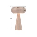 Dizajnová okrúhla masívna stolná lampa Fungi z akáciového dreva v hnedej farbe s oblým tienidlom a kužeľovou podstavou 37 cm