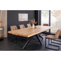 Modern&yacute; dizajnov&yacute; obdĺžnikov&yacute; jed&aacute;lensk&yacute; st&ocirc;l Dias so svetlou hnedou dubovou doskou a čiernymi kovov&yacute;mi nohami 240 cm