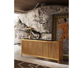 Luxusný moderný obdĺžnikový príborník Tallin s vrúbkovanými dvierkami a mramorovou doskou z dubového dreva 190 cm