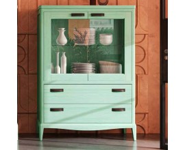 Luxusný vidiecky dvojdverový príborník Quebec z masívneho dreva so zásuvkami 141 cm