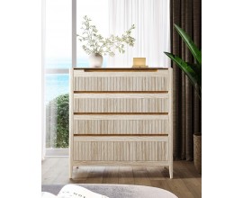 Luxusn&aacute; art deco obdĺžnikov&aacute; komoda Tallin so &scaron;tyrmi z&aacute;suvkami s vr&uacute;bkovan&yacute;m povrchom 107 cm