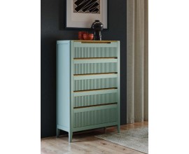 Luxusn&aacute; art deco obdĺžnikov&aacute; komoda Tallin s piatimi z&aacute;suvkami a vr&uacute;bkovan&yacute;m dizajnom 127 cm