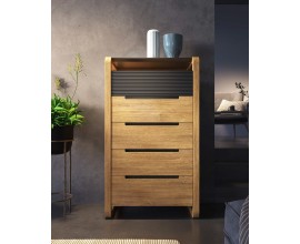 Luxusná moderná obdĺžniková komoda Berna s piatimi zásuvkami a mramorovou doskou s vrúbkovaným povrchom 122 cm