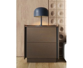 Luxusn&yacute; modern&yacute; obdĺžnikov&yacute; mas&iacute;vny nočn&yacute; stol&iacute;k Praga s dvomi z&aacute;suvkami a vyv&yacute;&scaron;en&yacute;mi okrajmi 61 cm