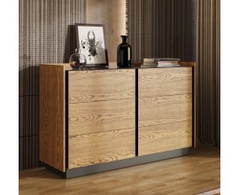 Luxusná moderná masívna komoda Praga v obdĺžnikovom tvare s podstavou a šiestimi zásuvkami 135 cm