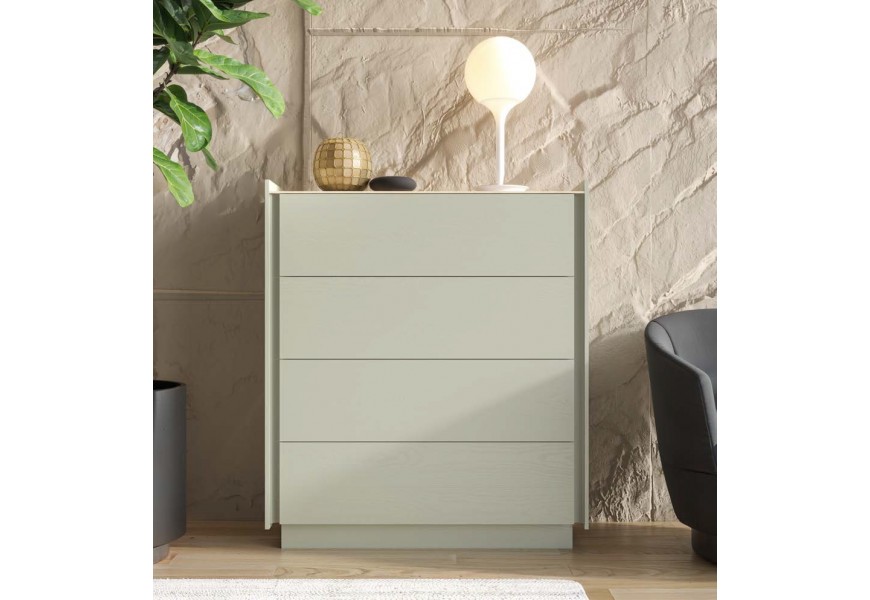 Luxusn&aacute; modern&aacute; komoda Praga so &scaron;tyrmi z&aacute;suvkami v obdĺžnikovom tvare s podstavou 109 cm 