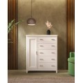 Luxusn&aacute; modern&aacute; mas&iacute;vna komoda Cerdena s jedn&yacute;mi dvierkami a piatimi z&aacute;suvkami na nožičk&aacute;ch 121 cm