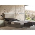 Luxusn&aacute; modern&aacute; manželsk&aacute; posteľ Tallin s dreven&yacute;m čelom a čal&uacute;nen&yacute;m r&aacute;mom 190 cm