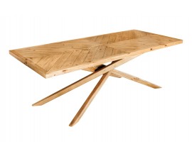 &Scaron;t&yacute;lov&yacute; mas&iacute;vny vidiecky obdĺžnikov&yacute; jed&aacute;lensk&yacute; st&ocirc;l Arix v hnedej farbe s prekr&iacute;žen&yacute;mi nožičkami a parkertov&yacute;m dizajnom 200 cm 