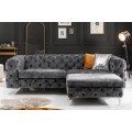 Luxusn&aacute; chesterfield trojmiestna sedačka Modern Barock v tmavosivej farbe so zamatov&yacute;m poťahom 240 cm