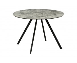 Industri&aacute;lny okr&uacute;hly kovov&yacute; jed&aacute;lensk&yacute; st&ocirc;l Mefar s mramorov&yacute;m siv&yacute;m dizajnom s čiernymi nožičkami 100 cm