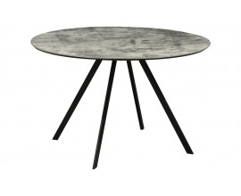 Industri&aacute;lny okr&uacute;hly kovov&yacute; jed&aacute;lensk&yacute; st&ocirc;l Mefar s vrchnou mramorovou doskou v sivej farbe s čiernymi nožičkami 120 cm 