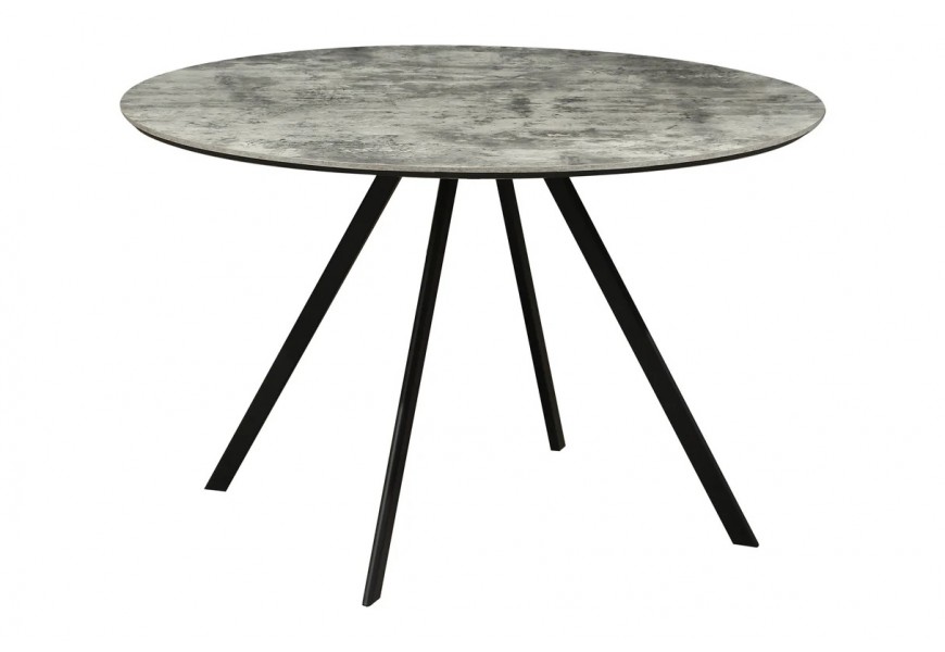 Industri&aacute;lny okr&uacute;hly kovov&yacute; jed&aacute;lensk&yacute; st&ocirc;l Mefar s vrchnou mramorovou doskou v sivej farbe s čiernymi nožičkami 120 cm 