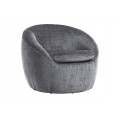 Art deco geometrické kreslo Elias v okrúhlom tvare s otočným systémom so sivým ženilkovým poťahom