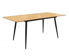 Industri&aacute;lny obdĺžnikov&yacute; hned&yacute; rozkladac&iacute; jed&aacute;lensk&yacute; st&ocirc;l Maison s dubov&yacute;m vzhľadom a čiernymi kovov&yacute;mi nožičkami 120-160 cm 