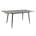Industriálny obdĺžnikový jedálenský stôl Maison s rozkladacou funkciou s oblými rohmi a vrchnou doskou s dizajnom mramoru v sivej farbe s čiernymi nožičkami z kovu