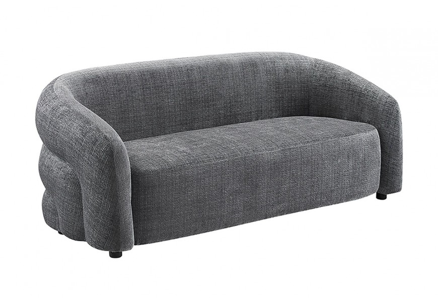 Moderná glamour oblá trojmiestna sedačka Eliana v tmavosivom odtieni so ženilkovým poťahom z mikrovlákna