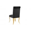 Dizajnov&aacute; glamour jed&aacute;lensk&aacute; stolička Gold Barock s kabriolov&yacute;mi nožičkami v zlatej farbe a čiernym zamatov&yacute;m poťahom 105 cm
