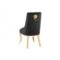 Dizajnov&aacute; glamour jed&aacute;lensk&aacute; stolička Gold Barock s kabriolov&yacute;mi nohami v zlatej farbe a čiernym zamatov&yacute;m poťahom 100 cm