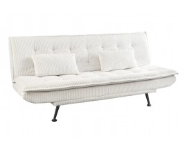 Moderná rozkladacia trojmiestna obdĺžniková sedačka Manchester v béžovej farbe s menčestrovým poťahom a vankúšmi 195 cm