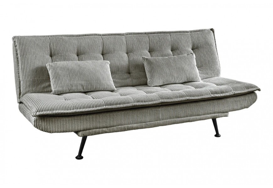 Modern&aacute; rozkladacia trojmiestna sedačka Manchester v svetlej sivej farbe s menčestrov&yacute;m poťahom s dvomi vank&uacute;&scaron;mi 190 cm