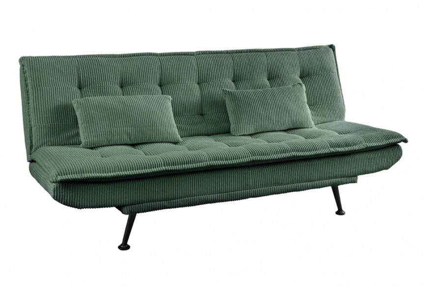 Modern&aacute; rozkladacia trojmiestna sedačka Manchester v zelenej farbe s menčestrov&yacute;m poťahom s dvomi vank&uacute;&scaron;mi 190 cm