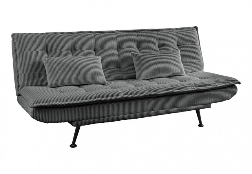 Modern&aacute; obdĺžnikov&aacute; rozkladacia čal&uacute;nen&aacute; trojmiestna sedačka Manchester v tmavo sivej farbe s menčestrov&yacute;m poťahom 190 cm