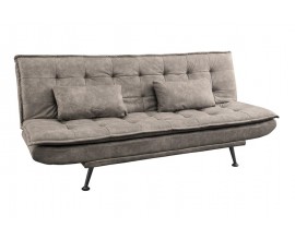 &Scaron;kandin&aacute;vska rozkladacia trojmiestna sedačka Manchester s poťahom z mikrovl&aacute;kna v hnedej farbe s pre&scaron;&iacute;van&iacute;m v &scaron;tvorcovom tvare s kovov&yacute;mi čiernymi nožičkami