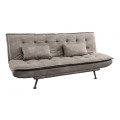 Škandinávska rozkladacia trojmiestna sedačka Manchester s poťahom z mikrovlákna v hnedej farbe s prešívaním v štvorcovom tvare s kovovými čiernymi nožičkami