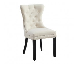 Jed&aacute;lensk&aacute; stolička Torino biela jed&aacute;lensk&aacute; stolička s ľanov&yacute;m poťahom, chesterfield pre&scaron;&iacute;van&iacute;m, strieborn&yacute;mi nitmi a &uacute;chytkou na chrbte
