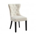 Jedálenská stolička Torino biela jedálenská stolička s ľanovým poťahom, chesterfield prešívaním, striebornými nitmi a úchytkou na chrbte