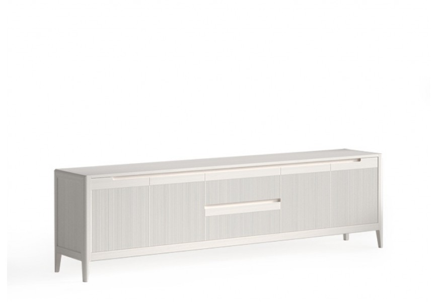 Luxusn&yacute; modern&yacute; &scaron;tvordverov&yacute; TV stol&iacute;k Tallin s vr&uacute;bkovan&yacute;m čelom s mramorovou doskou 231 cm 