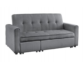 Štýlová moderná rozkladacia dvojmiestna sivá sedačka Lefan s menčestrovým poťahom 180 cm