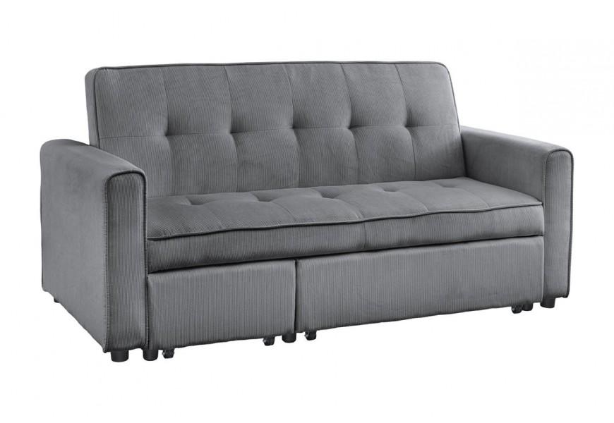 &Scaron;t&yacute;lov&aacute; modern&aacute; rozkladacia dvojmiestna siv&aacute; sedačka Lefan s menčestrov&yacute;m poťahom 180 cm