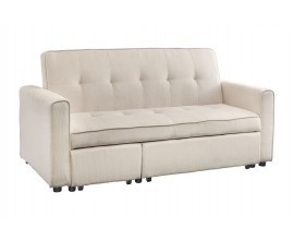 Štýlová moderná rozkladacia dvojmiestna sedačka Lefan s menčestrovým poťahom v béžovej farbe 180 cm