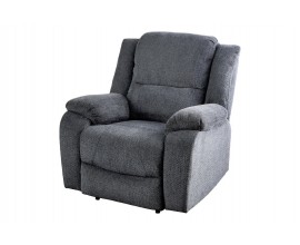 Modern&eacute; čal&uacute;nen&eacute; rozkladacie kreslo Phoenix v tmavej sivej farbe s jemn&yacute;m pre&scaron;&iacute;van&iacute;m a bočnou p&aacute;kou na zdvihnutie opierky na nohy