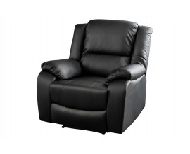 Modern&eacute; eko kožen&eacute; čal&uacute;nen&eacute; kreslo Phoenix v čiernej farbe s bočnou p&aacute;kou na zdvihnutie opierky