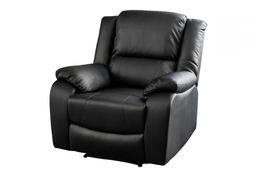 Moderné eko kožené čalúnené kreslo Phoenix v čiernej farbe s bočnou pákou na zdvihnutie opierky