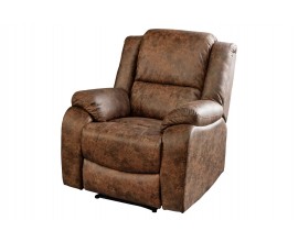 Modern&eacute; rozkladacie kino kreslo Phoenix z eko kože v hnedej farbe s v&yacute;klopnou opierkou na nohy