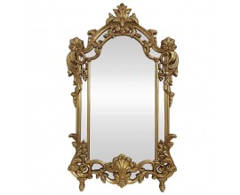 Glamour barokov&eacute; obdĺžnikov&eacute; z&aacute;vesn&eacute; zrkadlo Garin s klenut&yacute;m obl&uacute;kom a zlat&yacute;m dekorat&iacute;vnym r&aacute;mom 150 cm